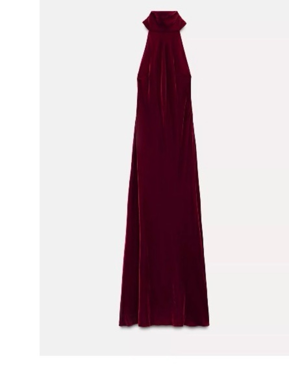 Zara Wine Red Velvet Halter Maxi Dress